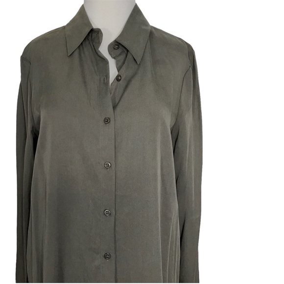 WAYF Olive Button Down Shirt Dress Lagenlook Long Sleeve Tunic Size Medium NEW - Picture 6 of 15